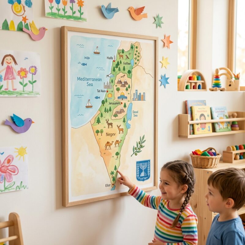 תמונה של מפת ארץ ישראל - תמונה של מפת ארץ ישראל - לעיצוב גן ילדים מלא בהשראה